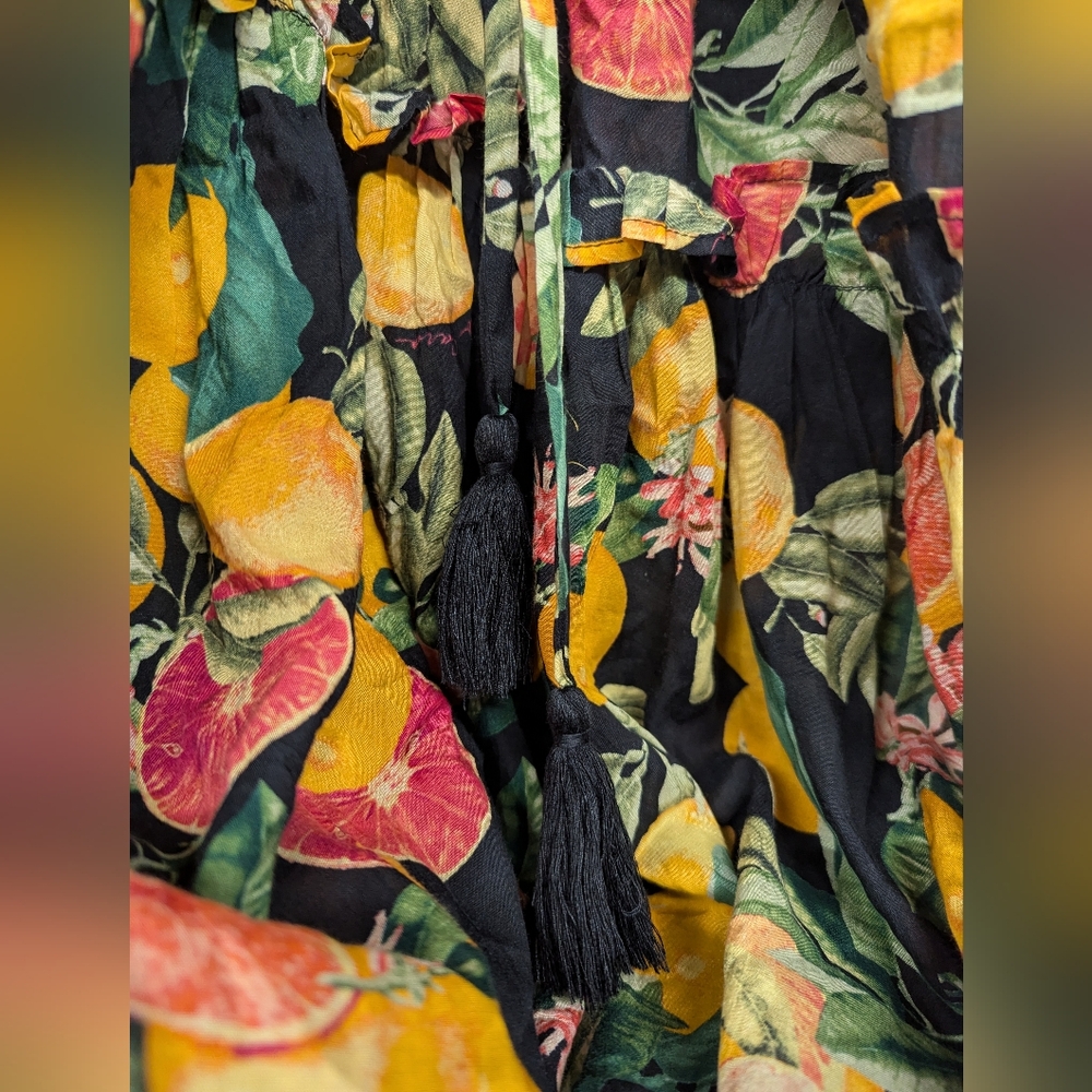 RTR Sz M Cara Cara New York Harbour Island Dress oranges grapefruit fruit midi - Picture 8 of 11